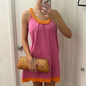 Pink and Orange Mini Dress with Pockets